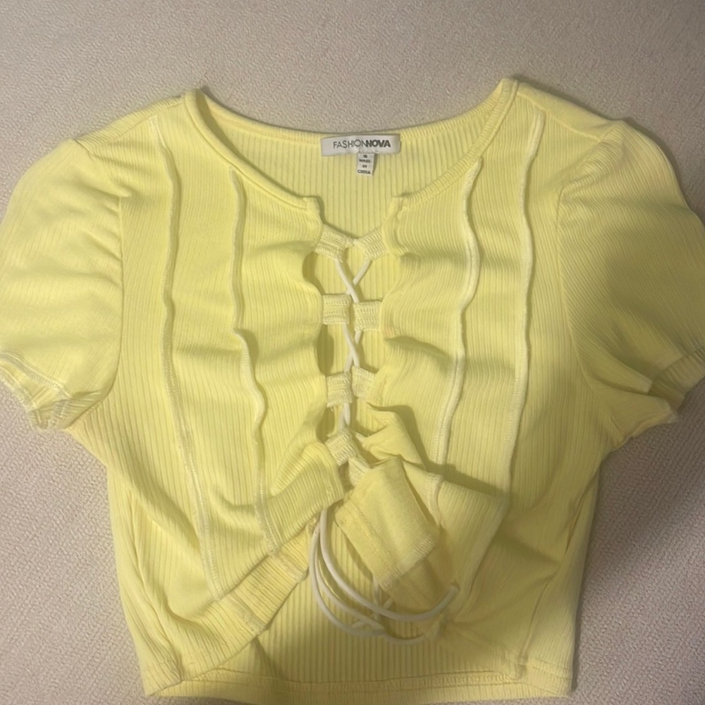 Pastel Yellow small crop T-shirt